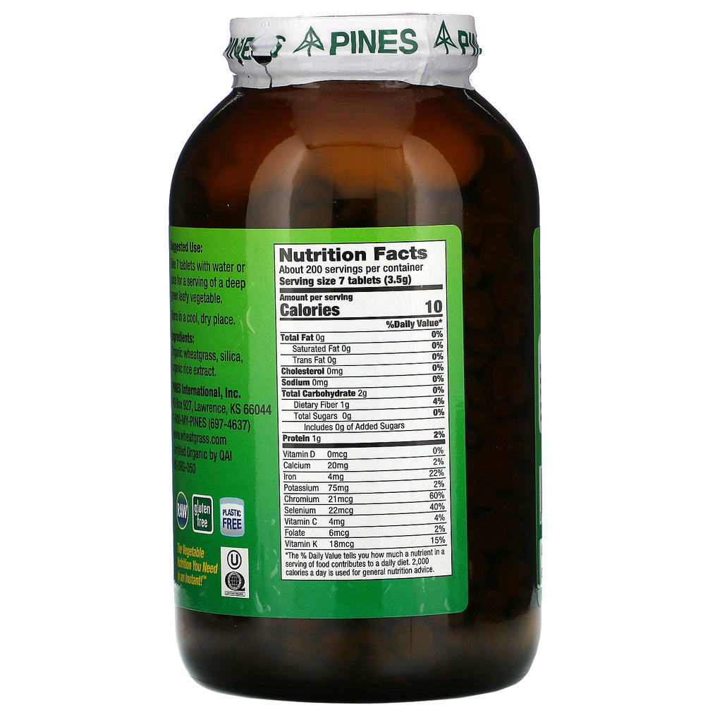 Pines International, pasto de trigo, 500 mg, 1400 tabletas