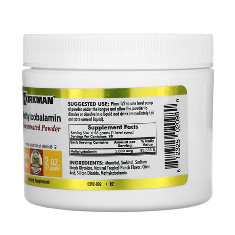 Kirkman Labs, methylcobalamin koncentreret pulver, 2 oz (57 g)