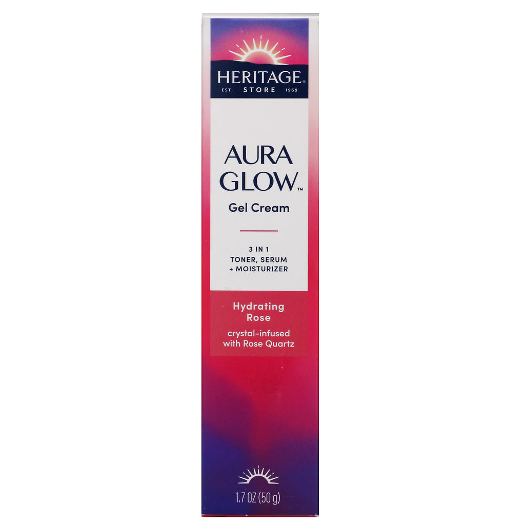 Heritage Store, Aura Glow Gel Cream, Hydrating Rose, 1,7 oz (50 g)