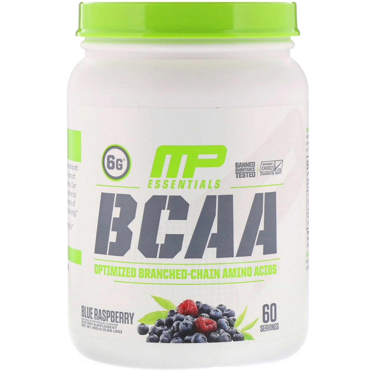 MusclePharm, Essentials, BCAA, Blue Raspberry, 0.99 lb (450 g)