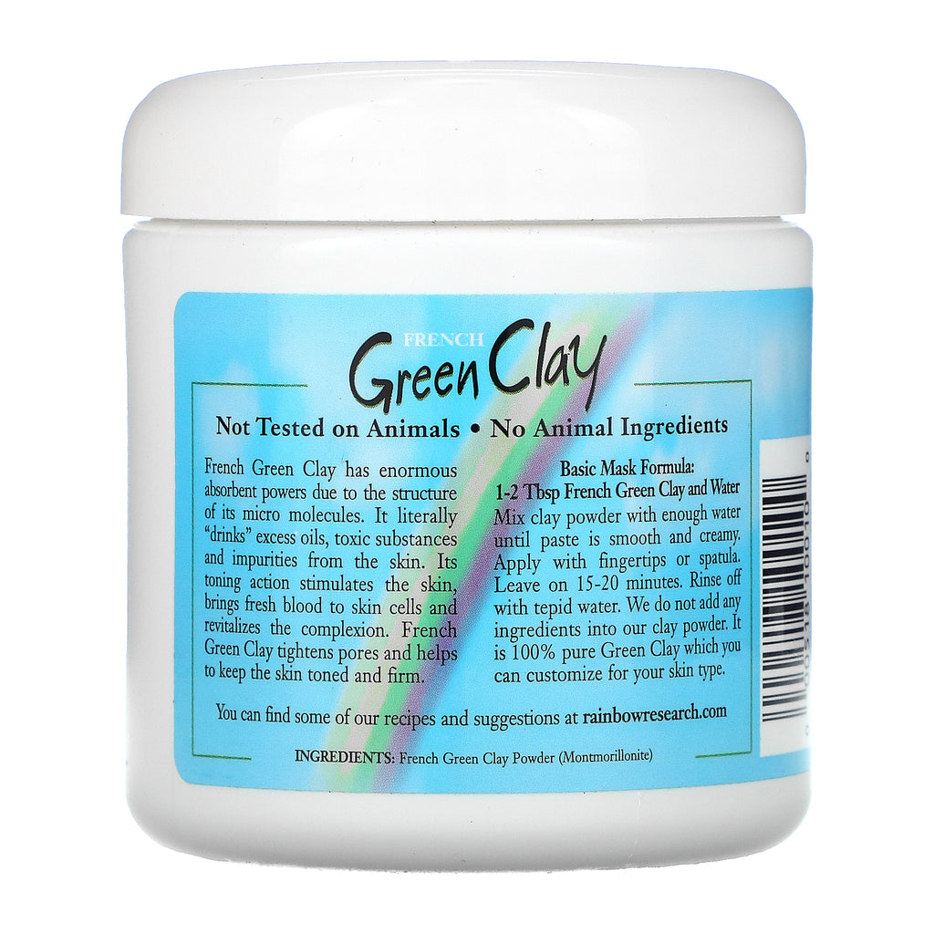 Rainbow Research, Arcilla verde francesa, mascarilla de tratamiento facial de belleza, 8 oz (225 g)