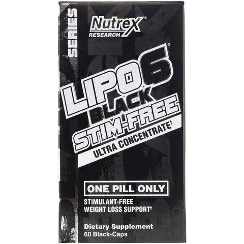 Nutrex Research, LIPO-6 Black Stim-Free, Ultra Concentrate, 60 Black-Caps