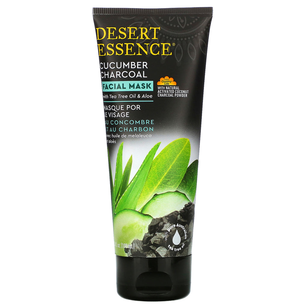 Desert Essence, Facial Mask, Cucumber Charcoal, 3.4 oz (100 ml)