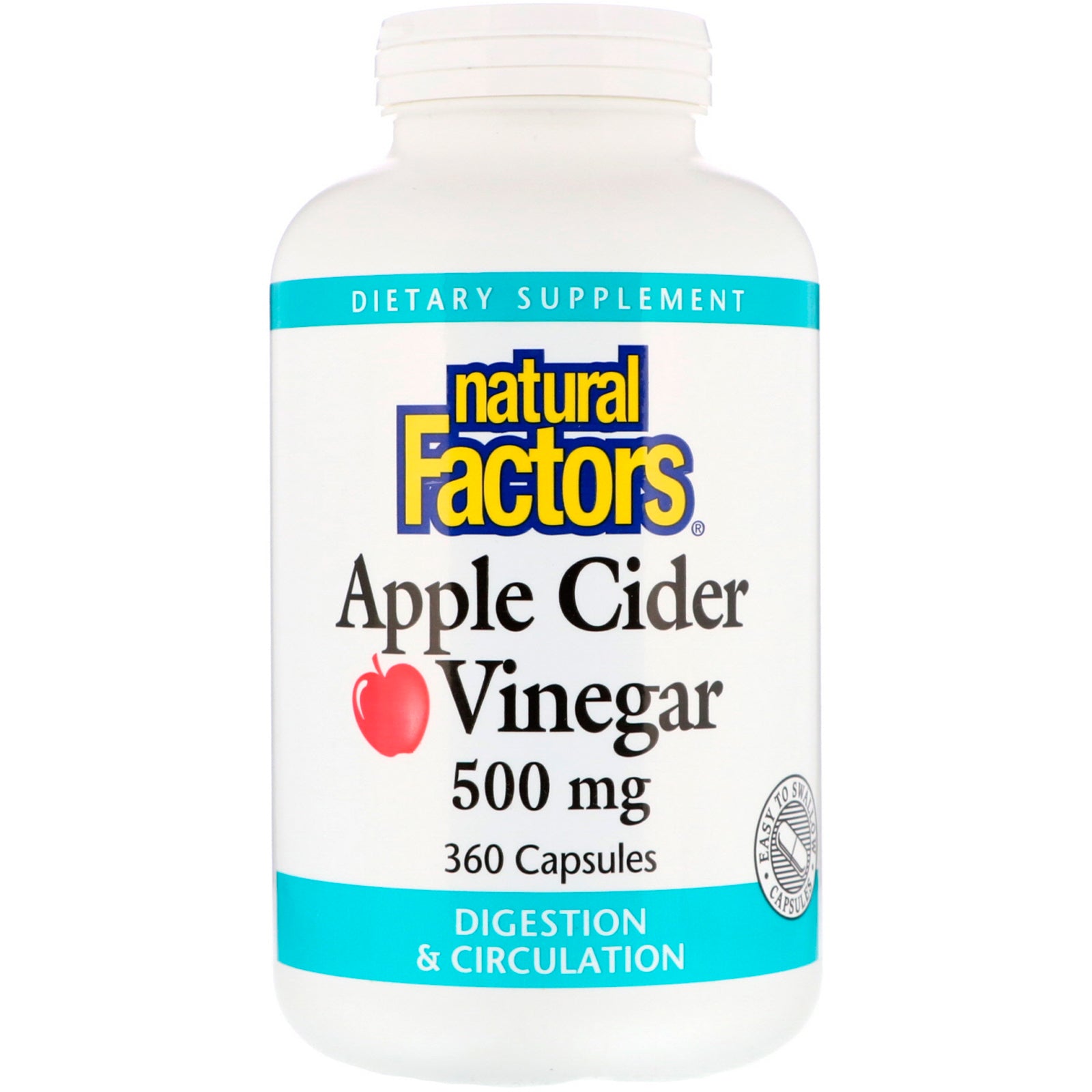 Natural Factors, Apple Cider Vinegar, 500 mg, 360 Capsules