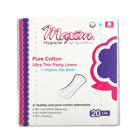 Maxim Hygiene Products, Pure Cotton, Ultra Thin Panty Liners, Lite, 20 Liners