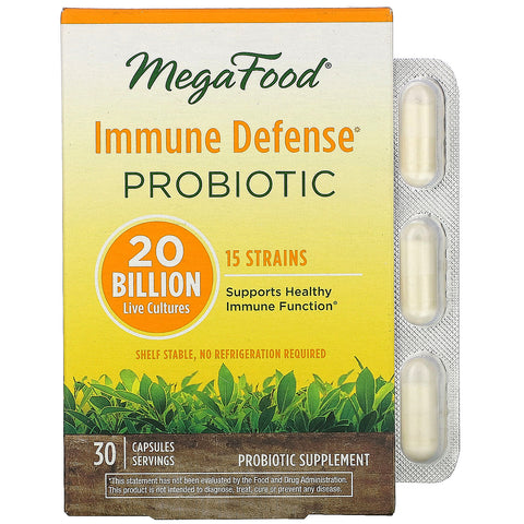 MegaFood, Immune Defense Probiotic, 20 Billion Live Cultures, 30 Capsules