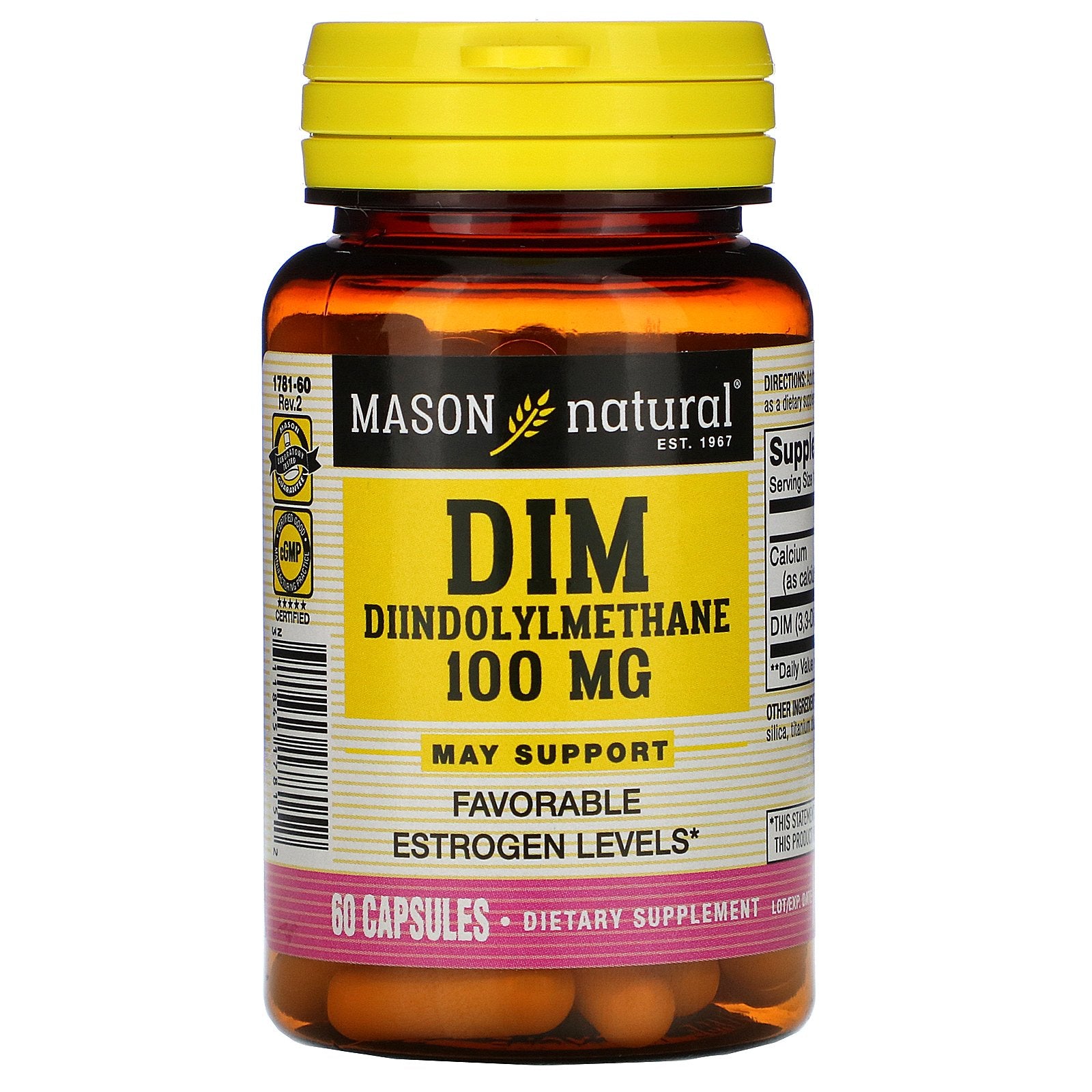 Mason Natural, DIM Diindolylmethane, 100 mg, 60 Capsules