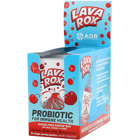 Advanced Orthomolecular Research AOR, Lava Rox, Probiotic for Immune Health, Natural Cherry Flavor, 24 Packets, .2 oz (6 g) Each