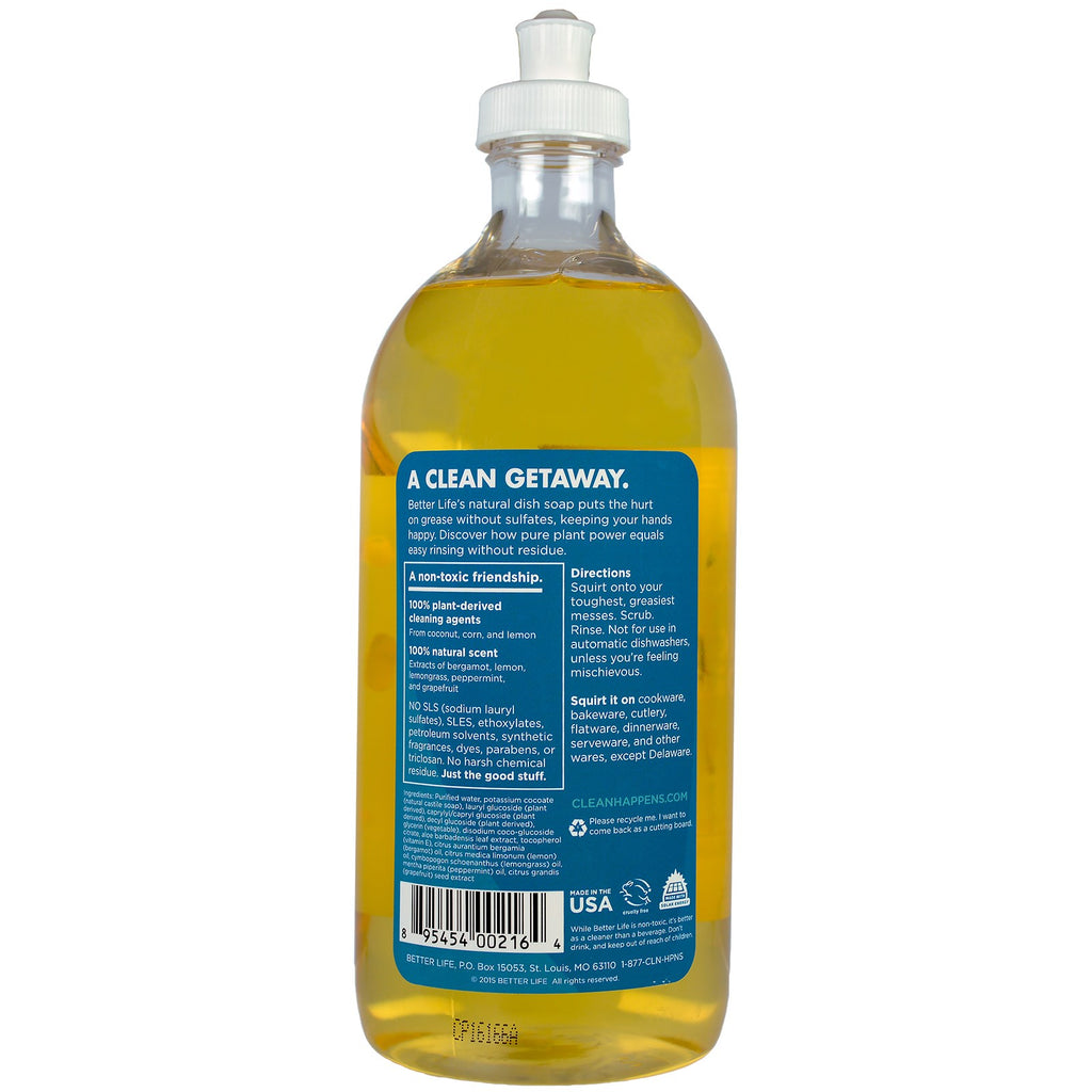 Better Life, opvaskemiddel, citronmynte, 22 fl oz (651 ml)