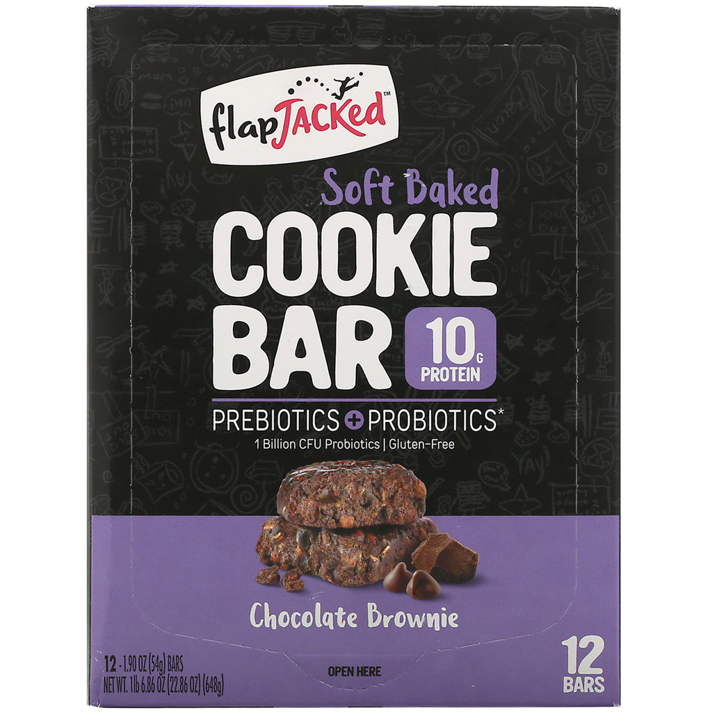 FlapJacked, barra de galletas horneadas suaves, brownie de chocolate, 12 barras, 54 g (1,90 oz) cada una