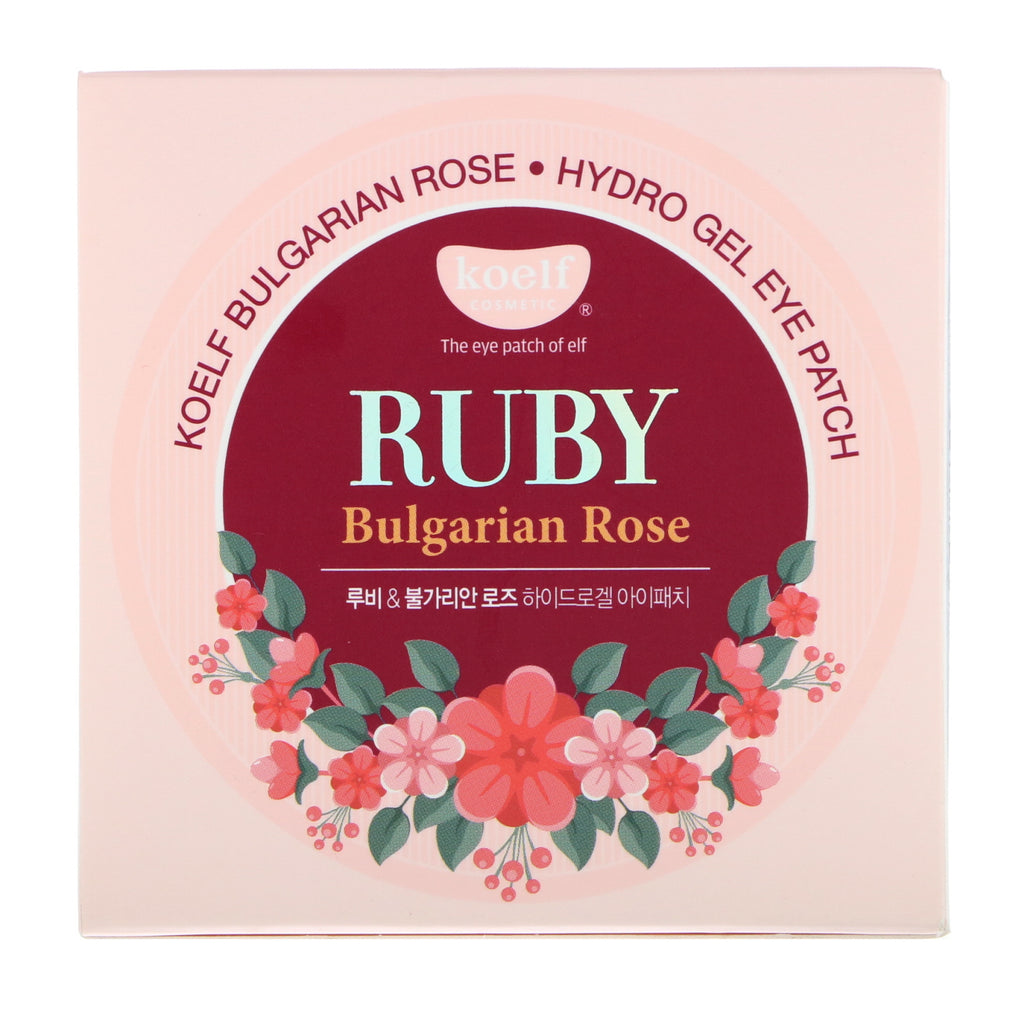 Koelf, Parche hidrogel para ojos con rosa búlgara de rubí, 60 parches