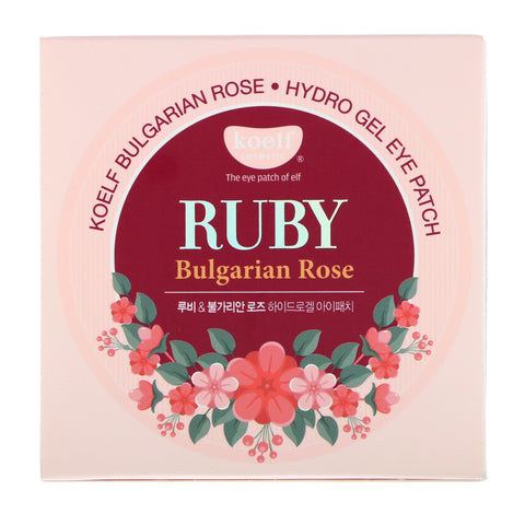 Koelf, Parche hidrogel para ojos con rosa búlgara de rubí, 60 parches
