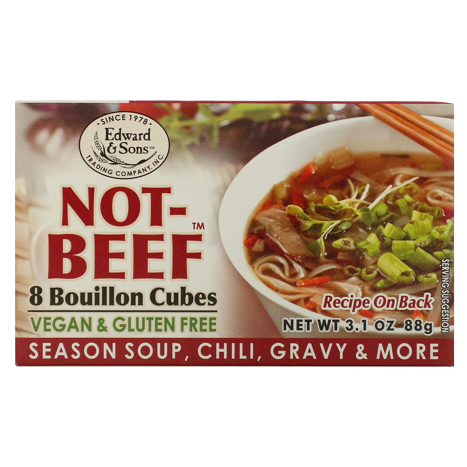 Edward & Sons, Not-Beef Bouillon Cubes, 8 Cubes, 3.1 oz (88 g)