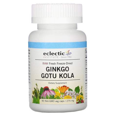 Eclectic Institute, Raw Fresh Freeze-Dried, Ginkgo Gotu Kola, 275 mg, 90 Non-GMO Veg Caps