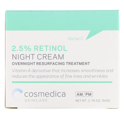 Cosmedica Skincare, Crema de noche con retinol al 2,5 %, tratamiento rejuvenecedor durante la noche, 50 g (1,76 oz)
