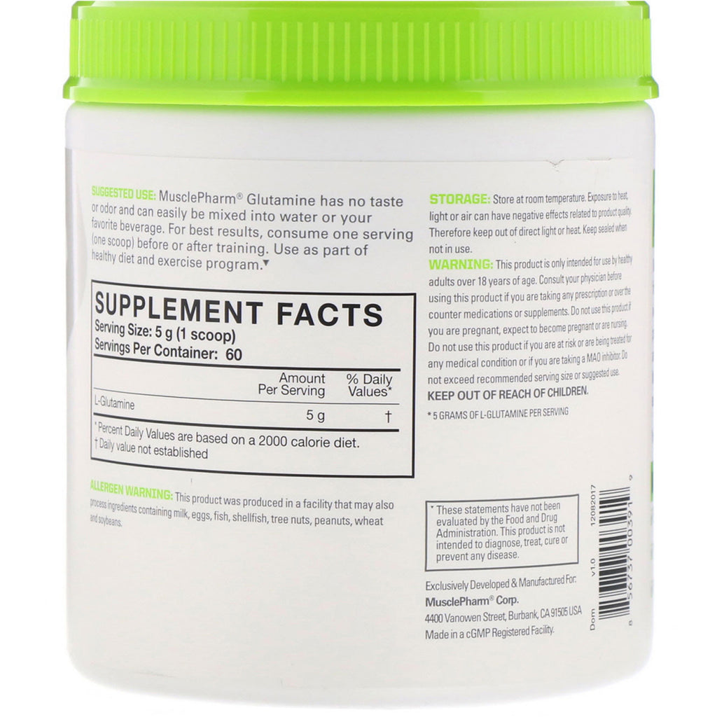 MusclePharm, Essentials, Glutamine, Unflavored, 0.66 lb (300 g)