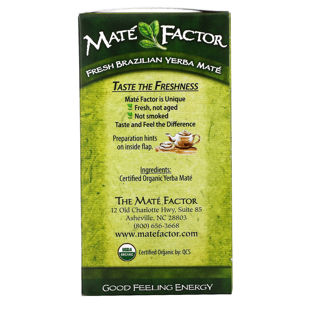 Mate Factor, Yerba Mate, verde fresco, 24 bolsitas de té, 2,96 oz (84 g)