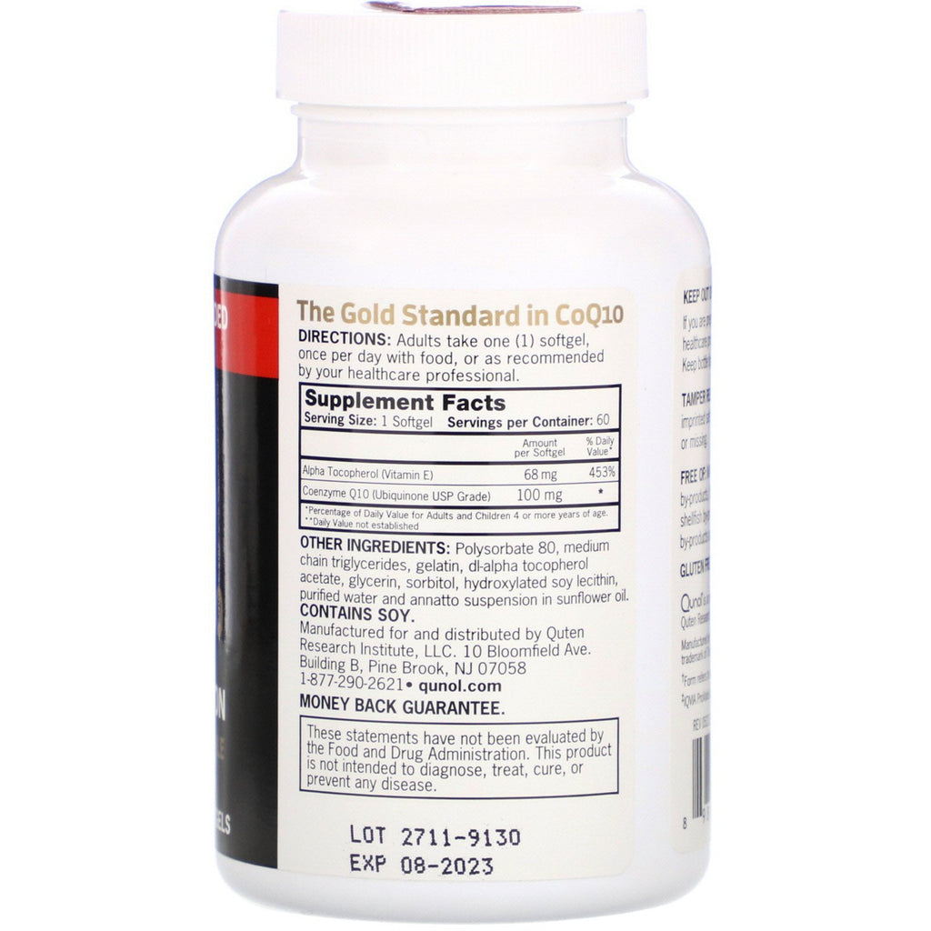 Qunol, Ultra CoQ10, 100 mg, 60 cápsulas blandas