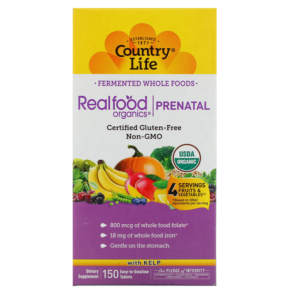 Country Life, Realfood Organics, Prenatal, 150 Easy-to-Swallow Tablets