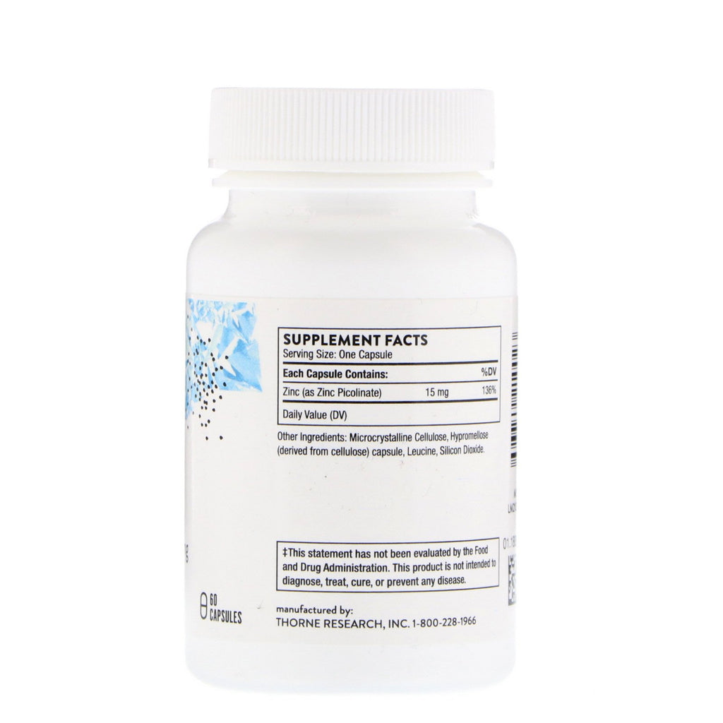 Thorne Research, zinkpicolinat, 15 mg, 60 kapsler