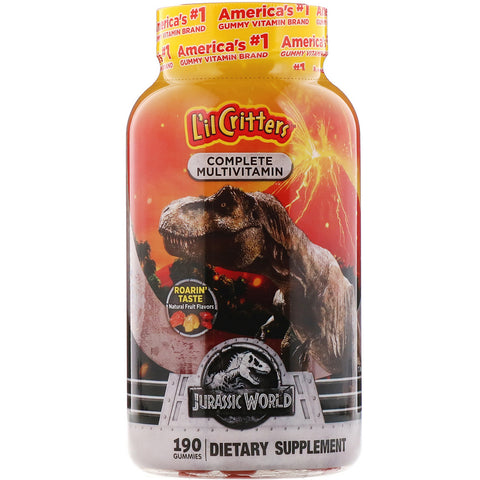 L'il Critters, komplette multivitamin-gummi, Jurassic World, Natural Fruit Flavours, 190 Gummies