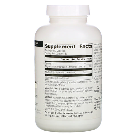 Source Naturals, Magtein, Magnesium L-Threonat, 667 mg, 180 kapsler