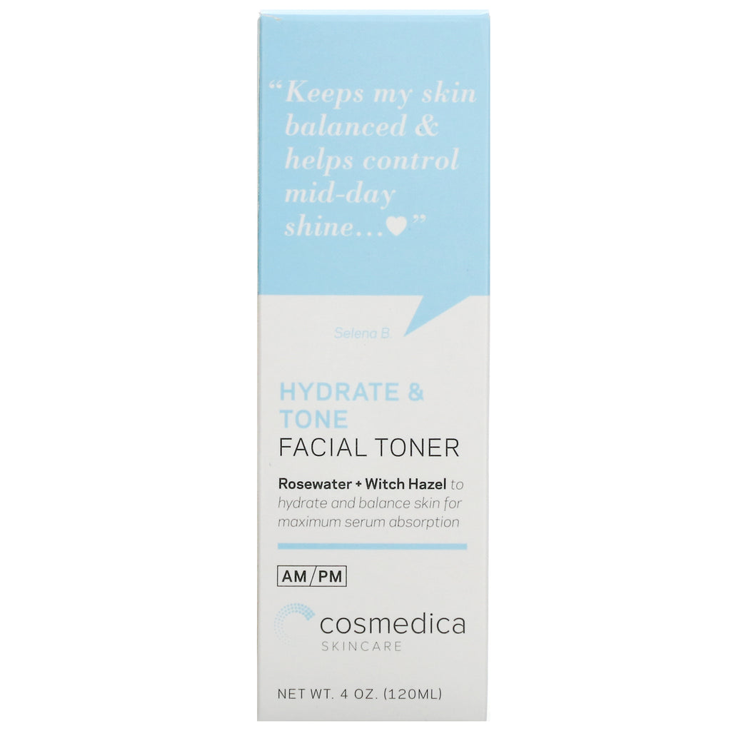 Cosmedica Skincare, tónico facial hidratante y tonificante, agua de rosas + hamamelis, 4 oz (120 ml)