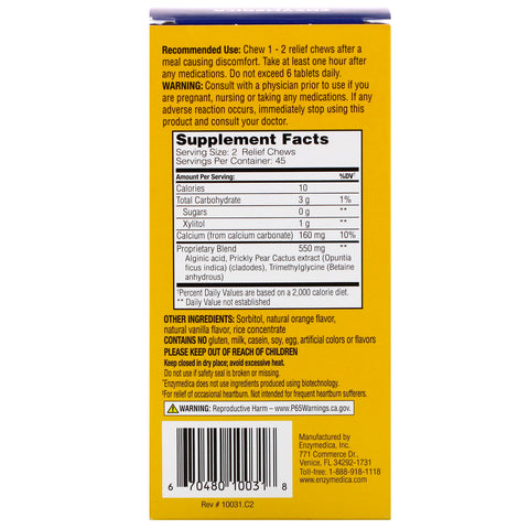 Enzymedica, Halsbrandrelief, Vanilje-Orangesmag, 90 Relief Chews