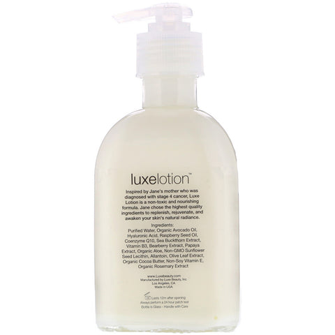 LuxeBeauty, Loción de lujo, humectante de lujo para rostro, cuello y manos, sin perfume, 8,5 fl oz (251 ml)