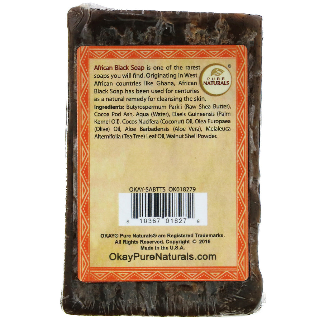 Okay Pure Naturals, Jabón negro africano, Árbol de té, 5,5 oz (156 g)