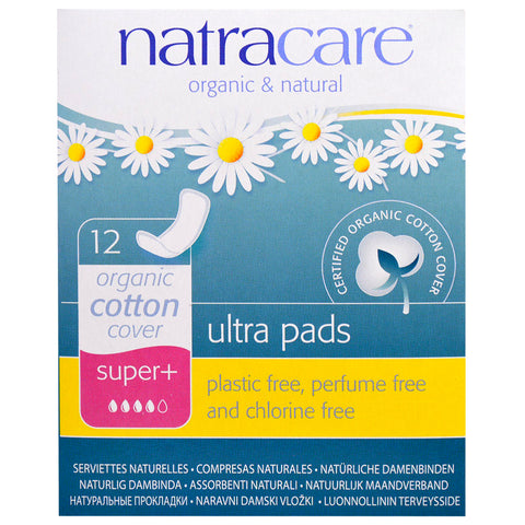 Natracare, Ultra Pads, Organic Cotton Cover, Super+, 12 Pads