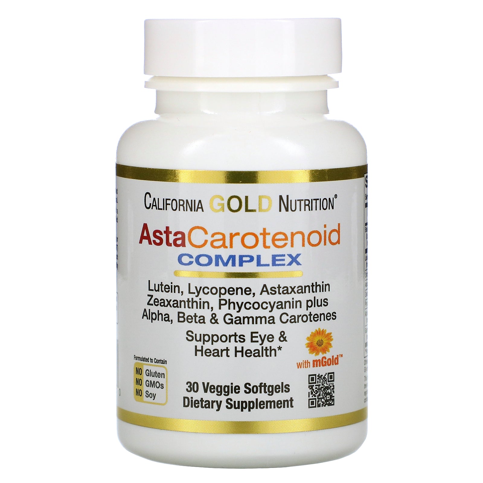 California Gold Nutrition, AstaCarotenoid Complex, Lutein, Lycopene, Astaxanthin Complex, 30 Veggie Softgels