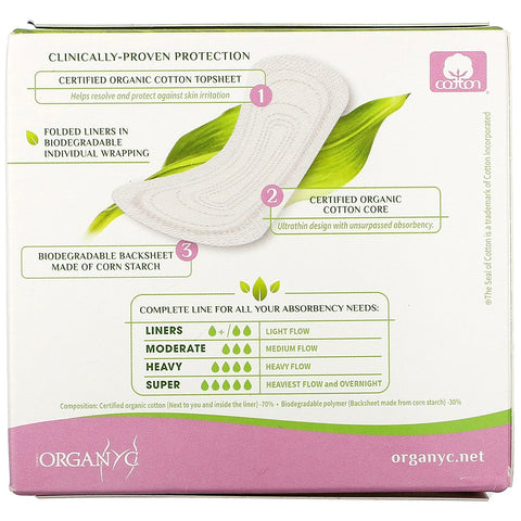 Organyc,  Cotton Folded Panty Liners, Light Flow, 24 Panty Liners