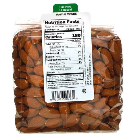 Bergin Fruit and Nut Company, rå mandler, 16 oz (454 g)