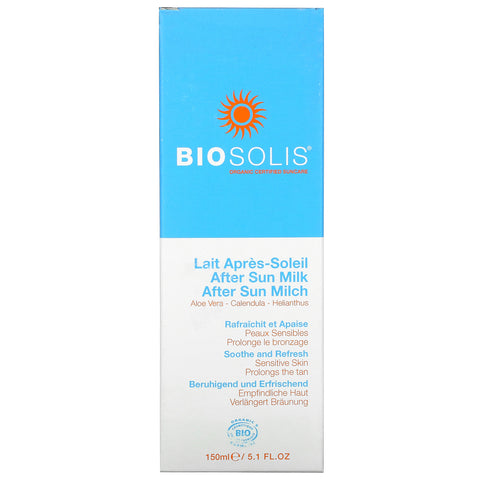 Biosolis, Leche para después del sol, calma y refresca, 5,1 fl oz (150 ml)