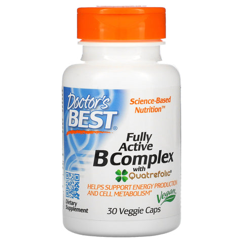 Doctor's Best, Fully Active B Complex with Quatrefolic, 30 Veggie Caps
