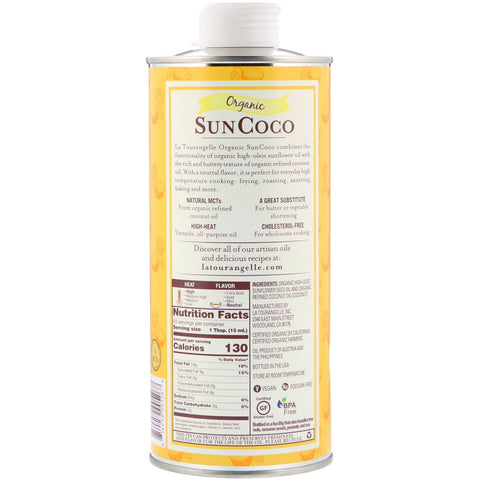 La Tourangelle, SunCoco, Mezcla de aceite de girasol y aceite de coco, 25,4 fl oz (750 ml)