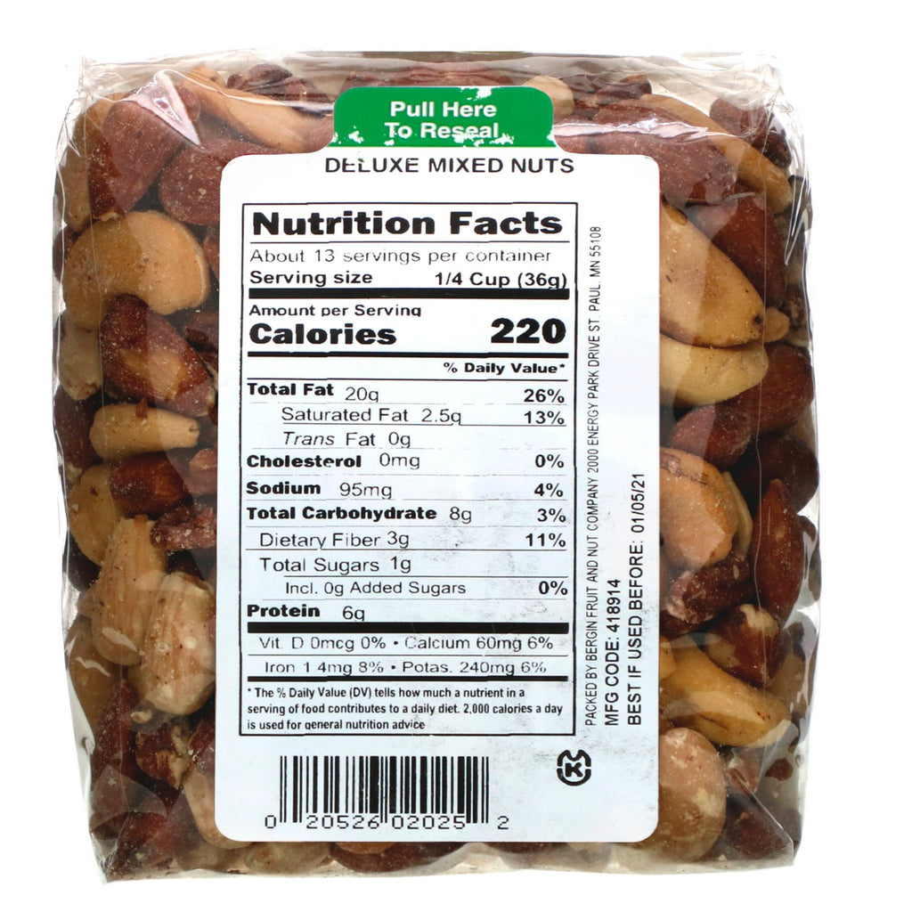 Bergin Fruit and Nut Company, Nueces mixtas de lujo, 16 oz (454 g)