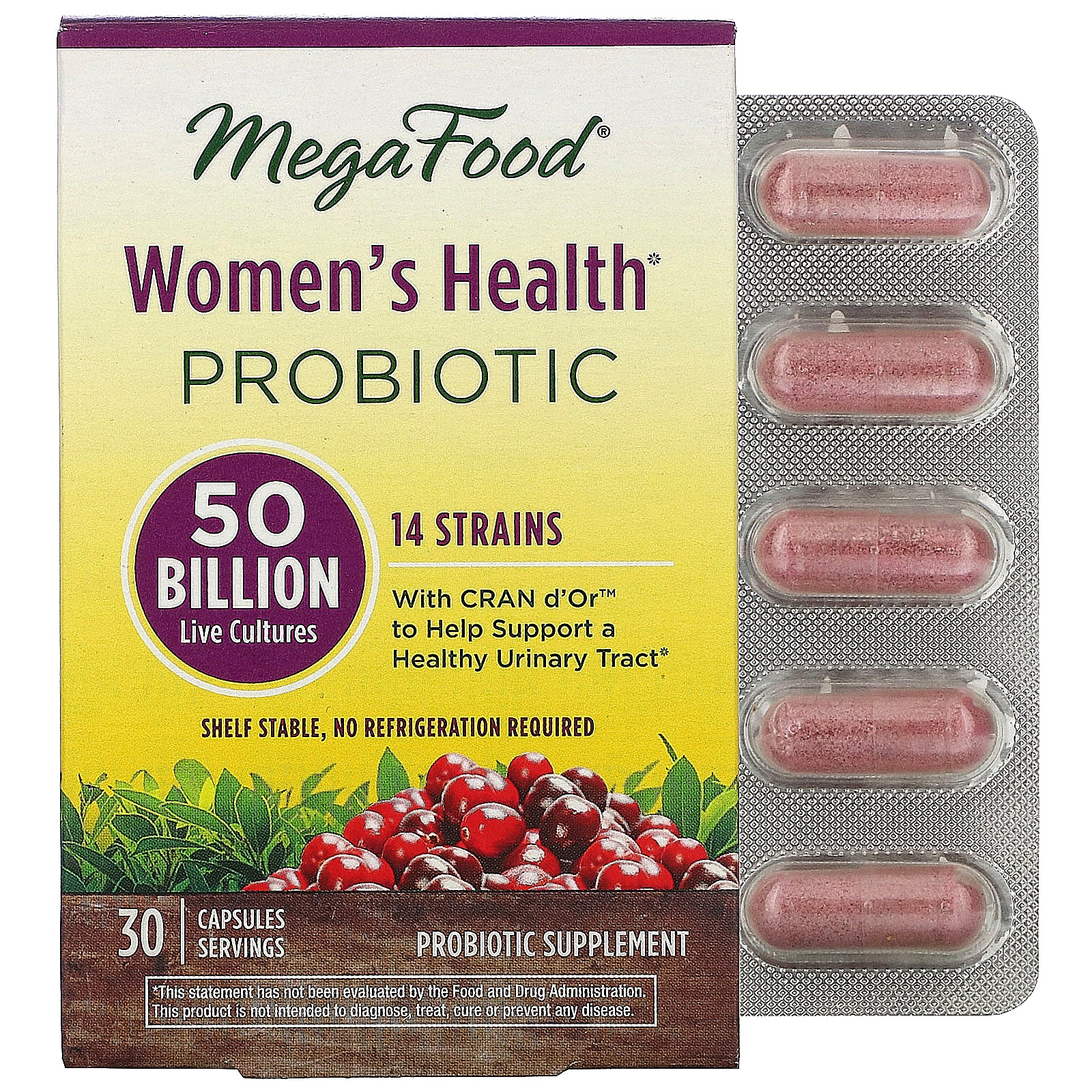 MegaFood, Women's Health Probiotic, 50 Billion Live Cultures, 30 Capsules