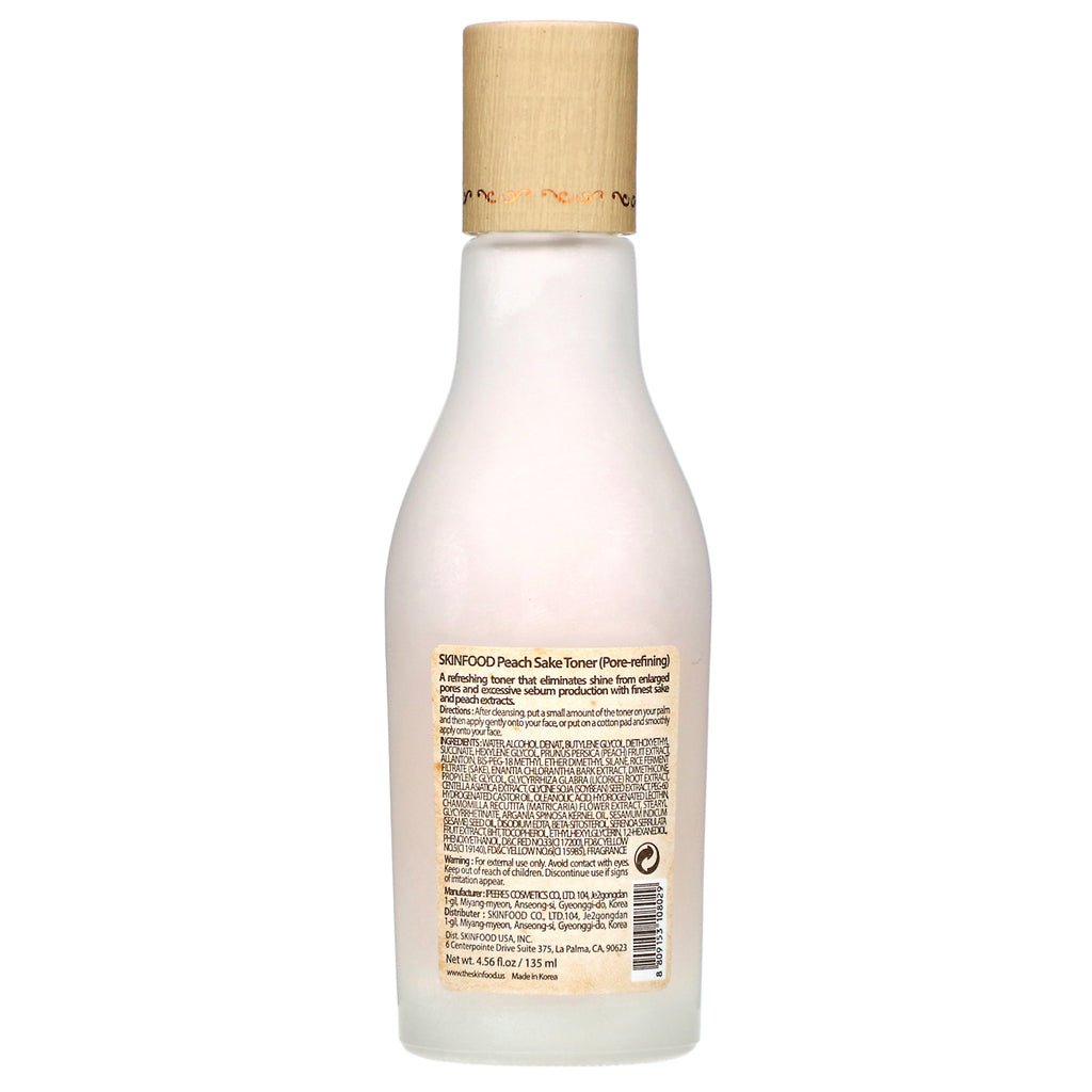 Skinfood, Tónico de sake de melocotón, 4,56 oz (135 ml)