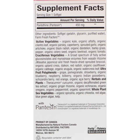 Natural Factors, biocoenzimado, B5, pantetina, 450 mg, 60 cápsulas blandas