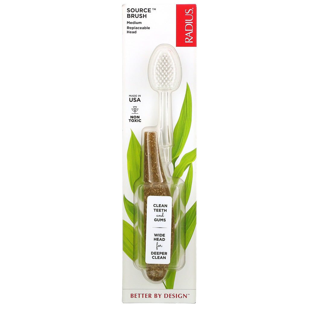 RADIUS, Source Toothbrush, Medium, 1 Replaceable Head Toothbrush