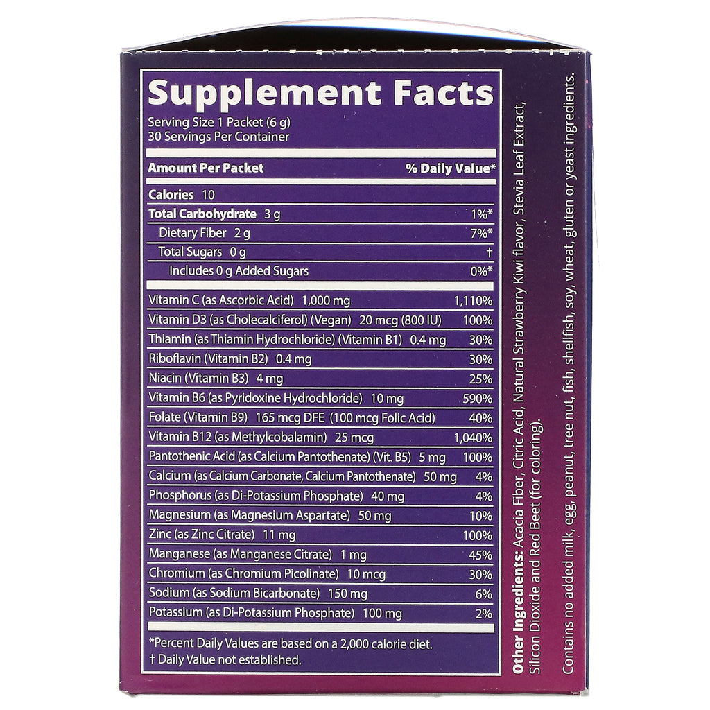 MRM, Vitamina C espumosa, Kiwi fresa, 1000 mg, 30 paquetes, 6 g (0,21 oz) cada uno