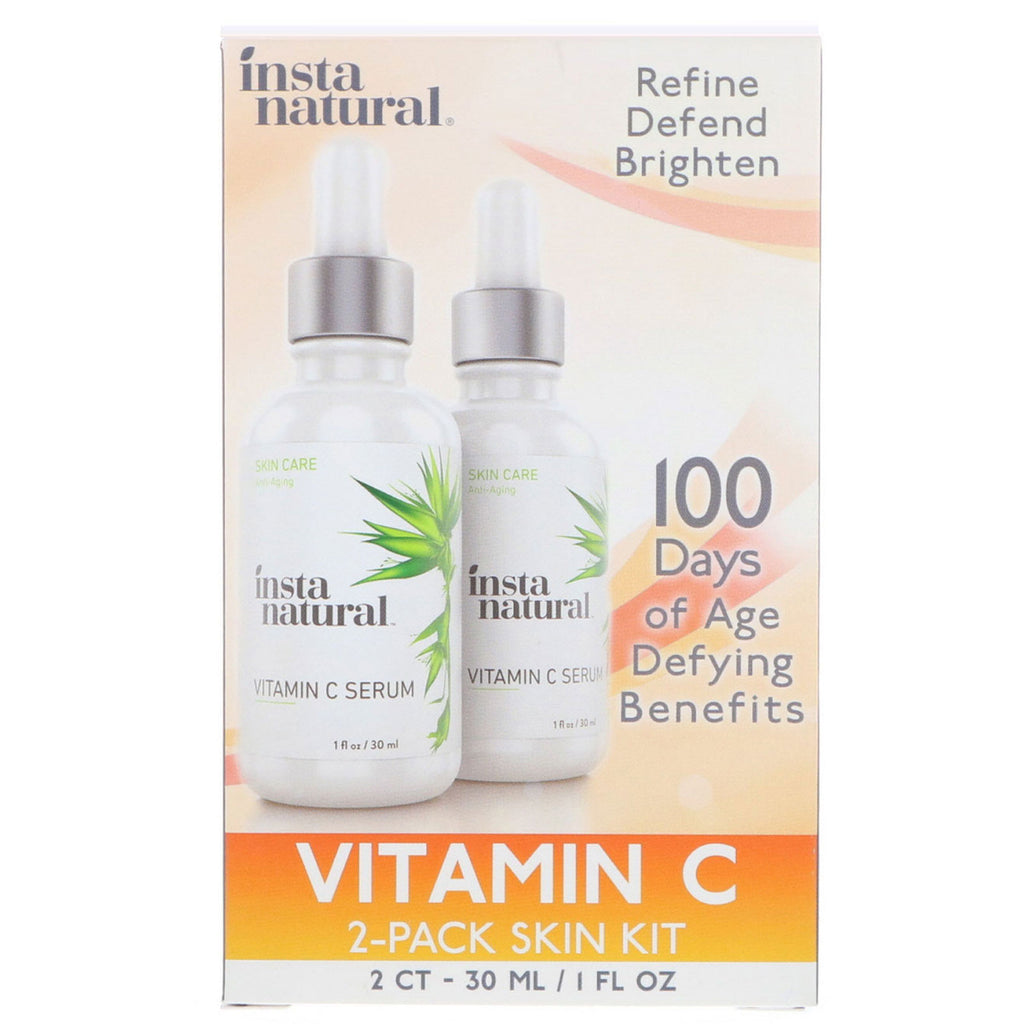 InstaNatural, Vitamin C Serum 2-Pack Skin Kit, 2 Pack, 1 fl. oz (30 ml) hver