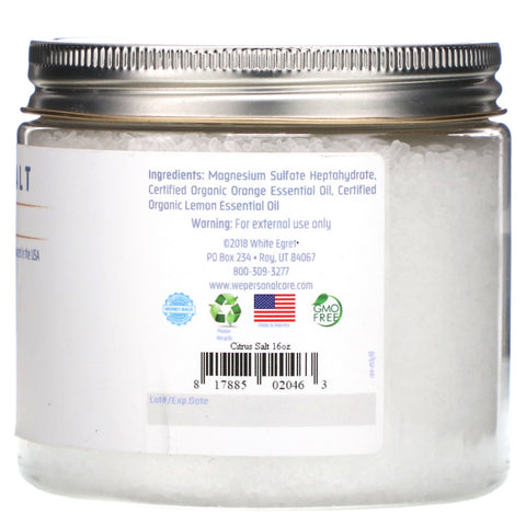 White Egret personlig pleje, Epsom salt, citrus, 16 oz (454 g)
