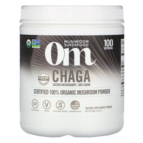 Om Mushrooms, Chaga, Certified 100% Organic Mushroom Powder, 7.05 oz (200 g)