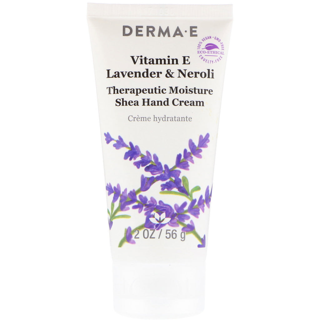 Derma E, Therapeutic Moisture Shea Hand Cream, Vitamin E, Lavender & Neroli, 2 oz (56 g)