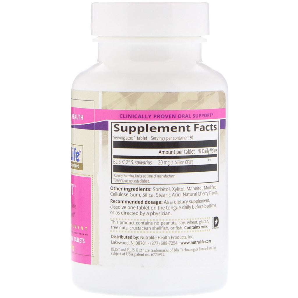 NutraLife, ProvENT med Blis K12, 20 mg, 30 Easy Chew Tabletter