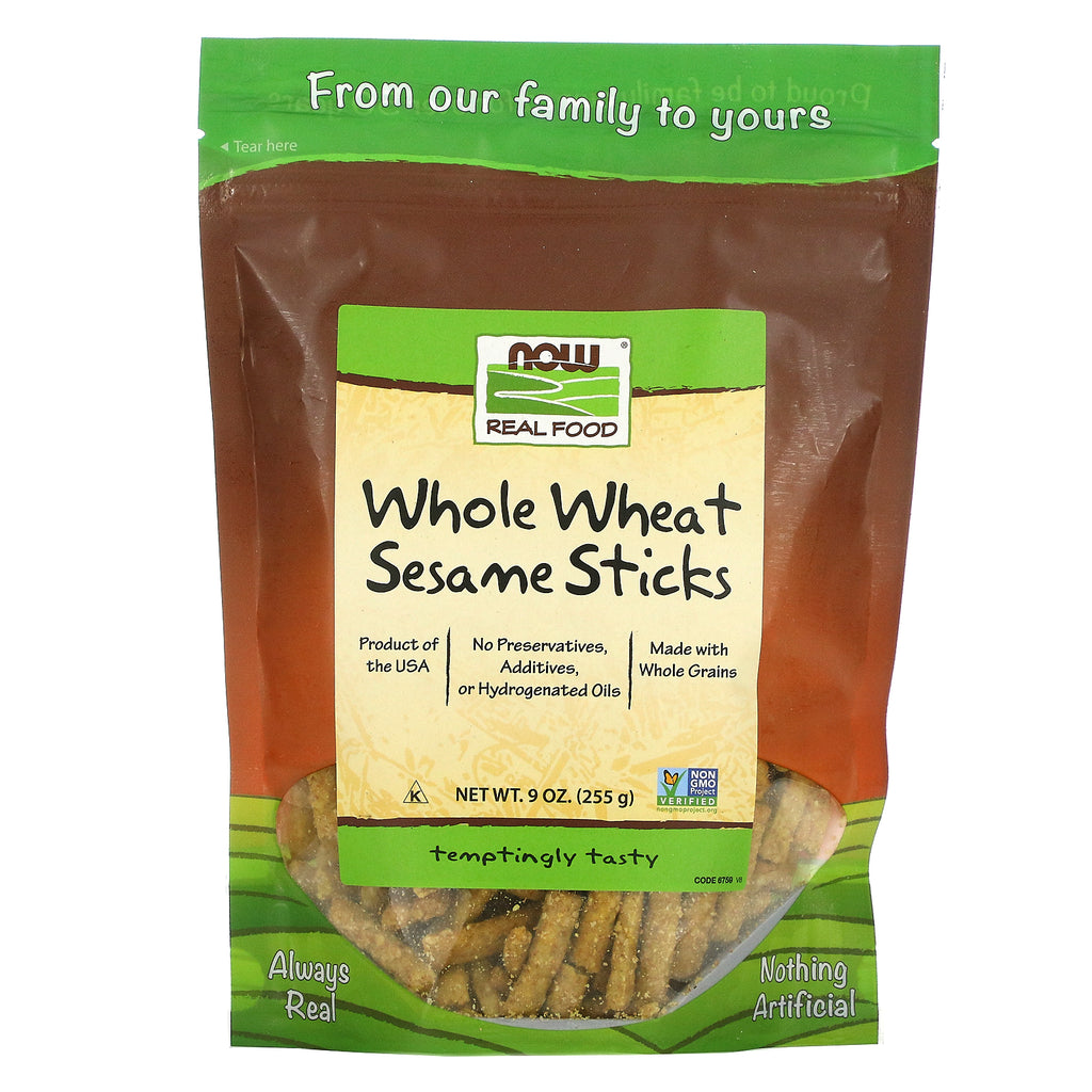 Now Foods, Real Food, Whole Wheat Sesame Sticks, 9 oz (255 g)