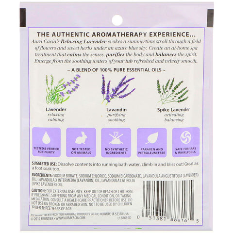 Aura Cacia, aromaterapi mineralbad, afslappende lavendel, 2,5 oz (70,9 g)